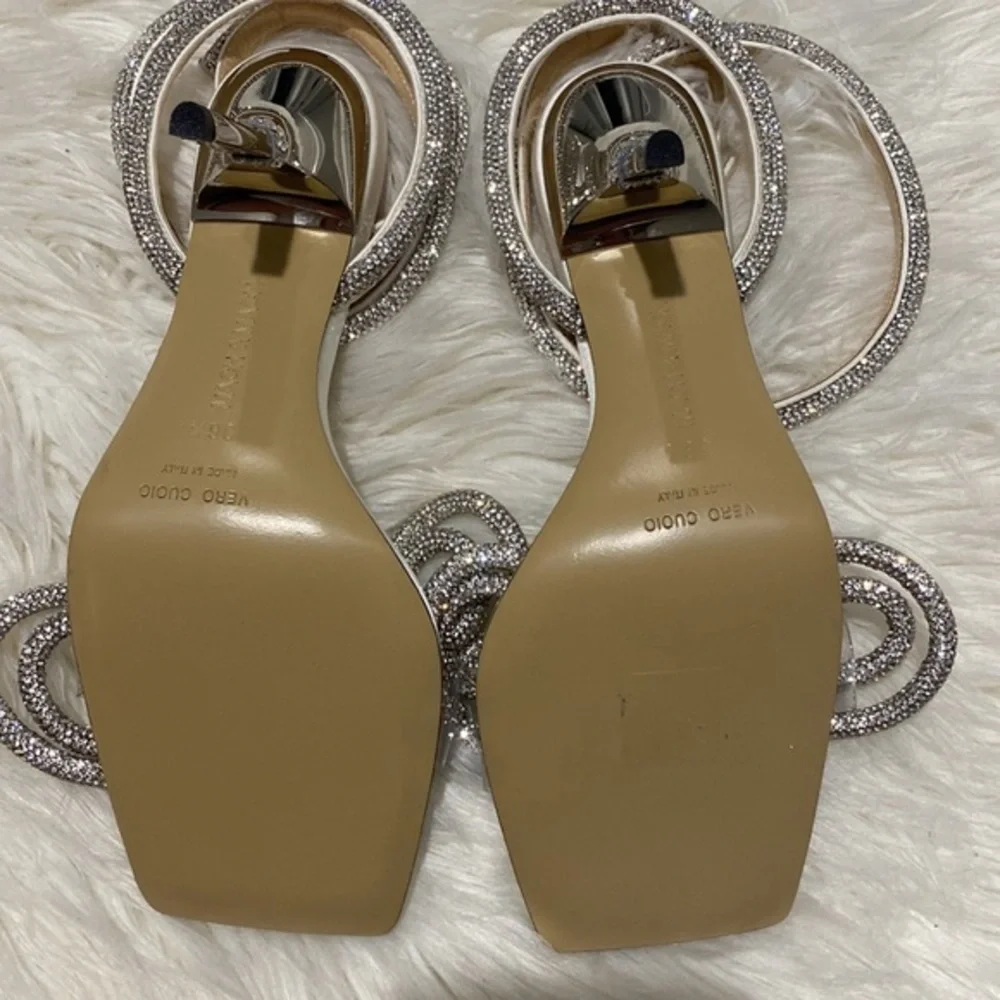 New Mach & Mach Double Crystal Bow Square‎ toe sandal size 36.5EU